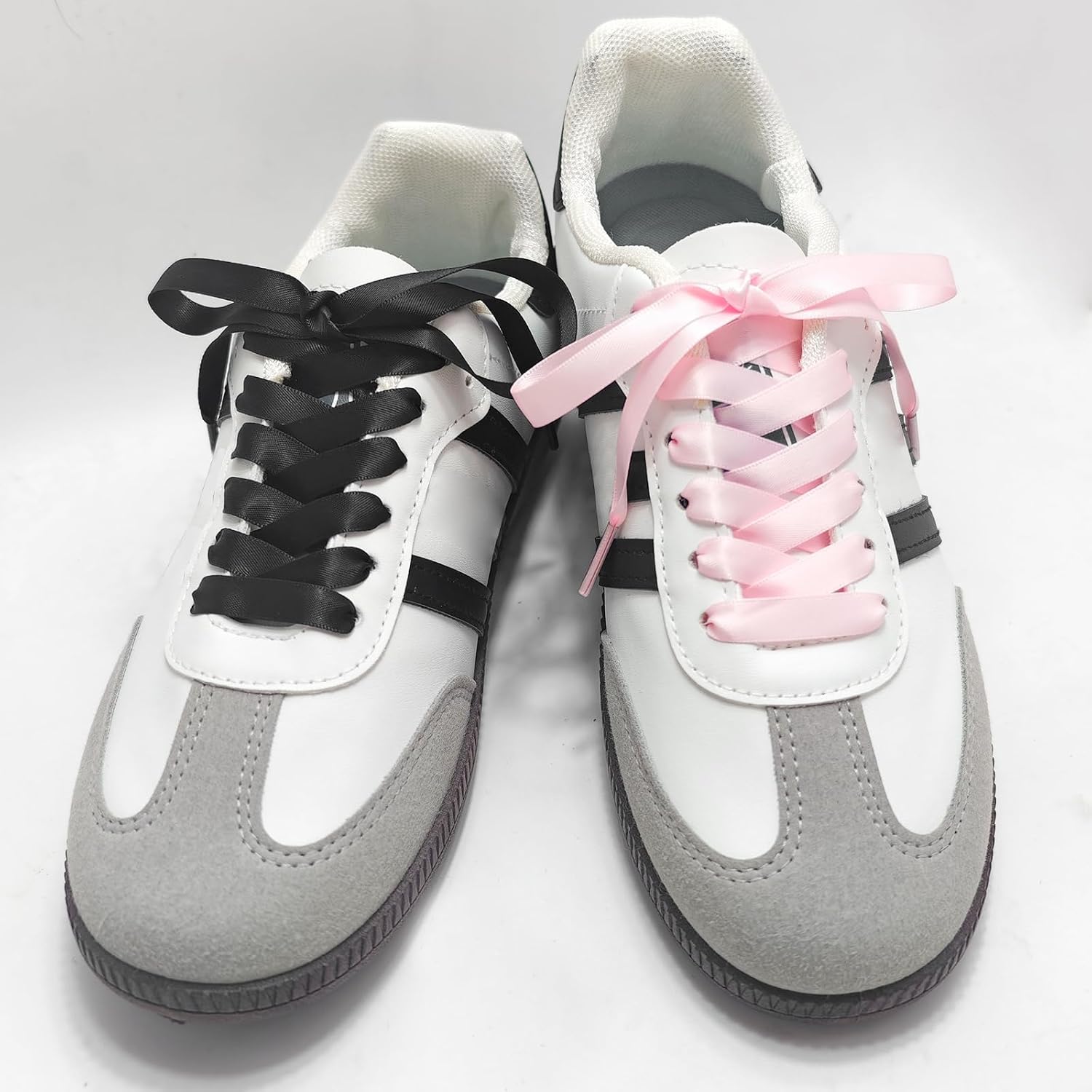 Perfect 3/8'' Satin Ribbon Shoelaces, Colorful Flat Silk Shoe Laces Strings Replacement for Women Sneakers