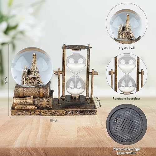 Miniatura 4 de Globo de nieve LED MusicCrystal, temporizador de arena, reloj de arena, decoración del hogar, decoración de mesa para sala de estar, decoración de