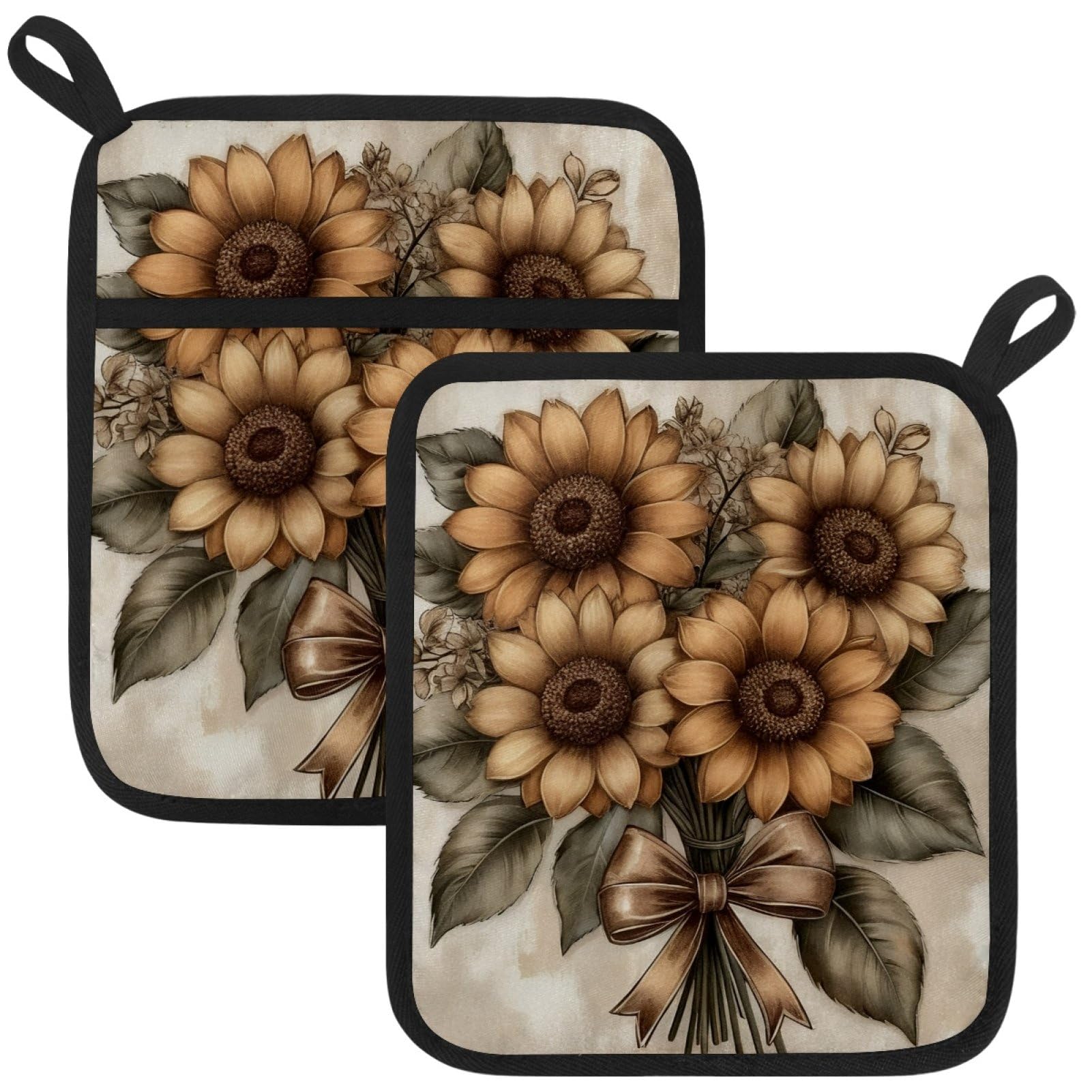 VAPOKF Sunflower Bouquet Pot Holder, Heat Resistant Oven Cloths, Potholders & Oven Gloves, for Kitchen Cooking & Baking, Thick & Safe, Protection of Hands From Hot Utensils