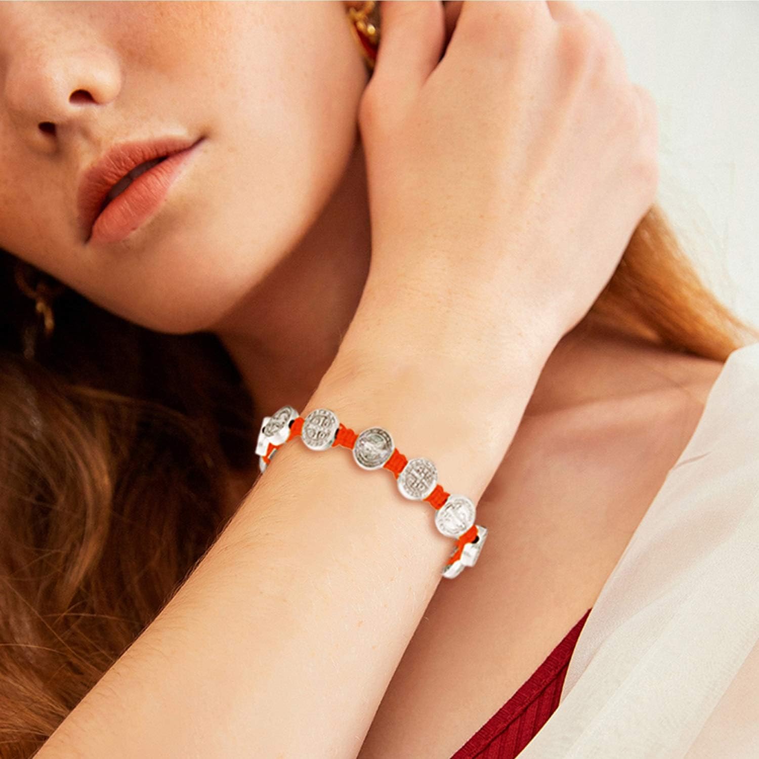 Miniatura 3 de FINREZIO 6-9 PCS Saint Benedict Cord Bracelets for Women Men Evil Eye Cord Bracelets Evil Protection Medal Rosary Bracelet Set Catholic Gifts