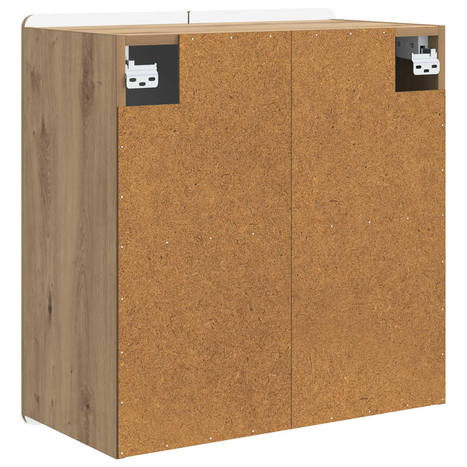 Armadio da parete in rovere Artisan, 59 x 31 x 64 cm, moderno pensile in legno con 2 ante e ripiani, elegante armadio per soggiorno e corridoio