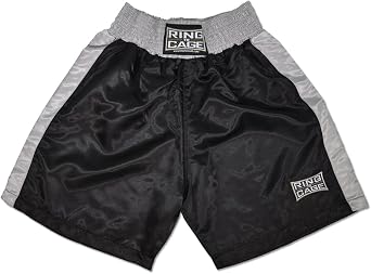 Traditional Boxing Trunks, Black/Silver, Kids and Adult Sizes