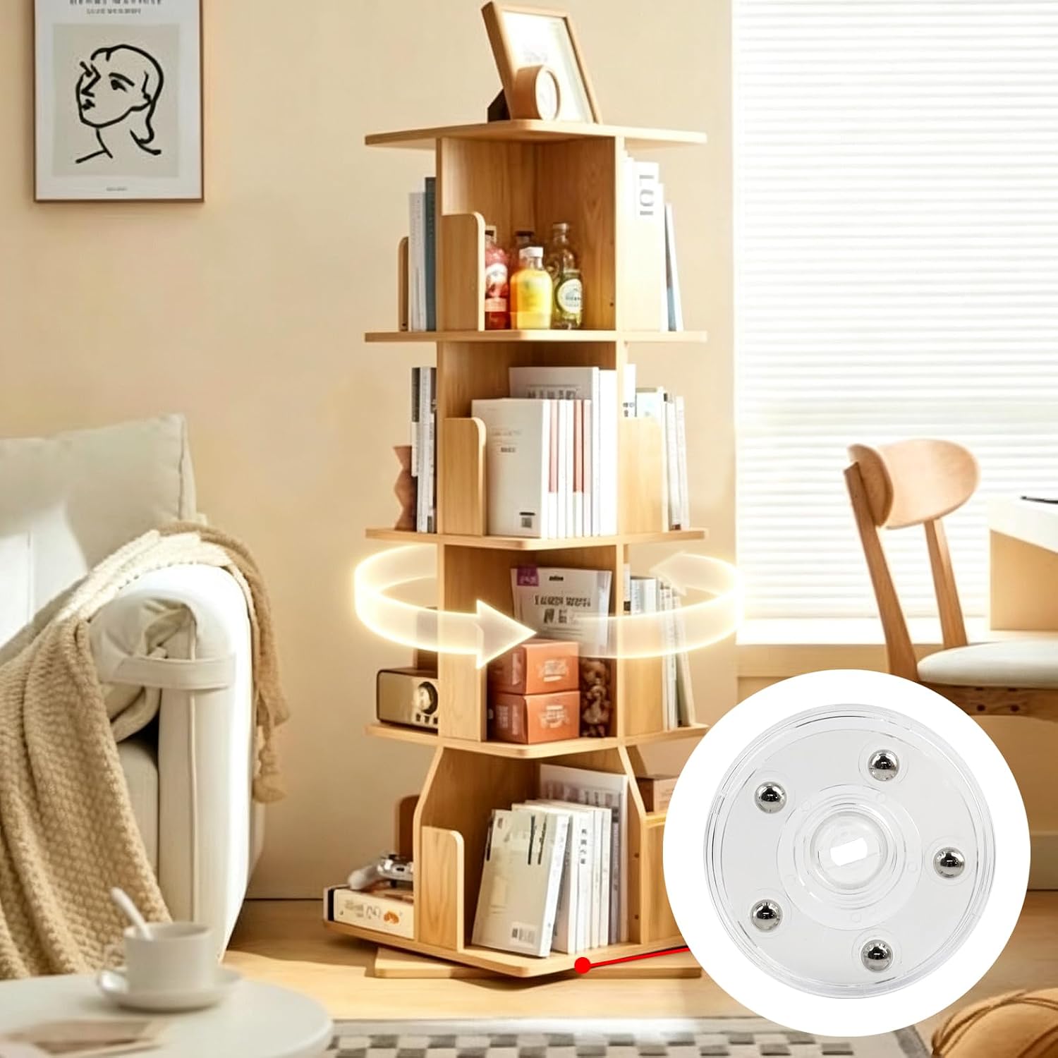 Geesatis Acrylic Tiny Lazy Susan 2.5" Rotating Turntable Organizer Bearings image 5