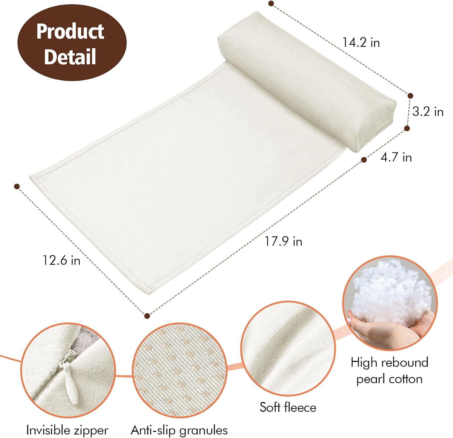 WdFour Velvet Neck & Head Pillow for Recliner Chair, Small Ergonomic Cervical Support Pillow for Home, Office and Travel, Non-Slip Cushion for Tension Relief & Shoulder Comfort (Ivory) image 3
