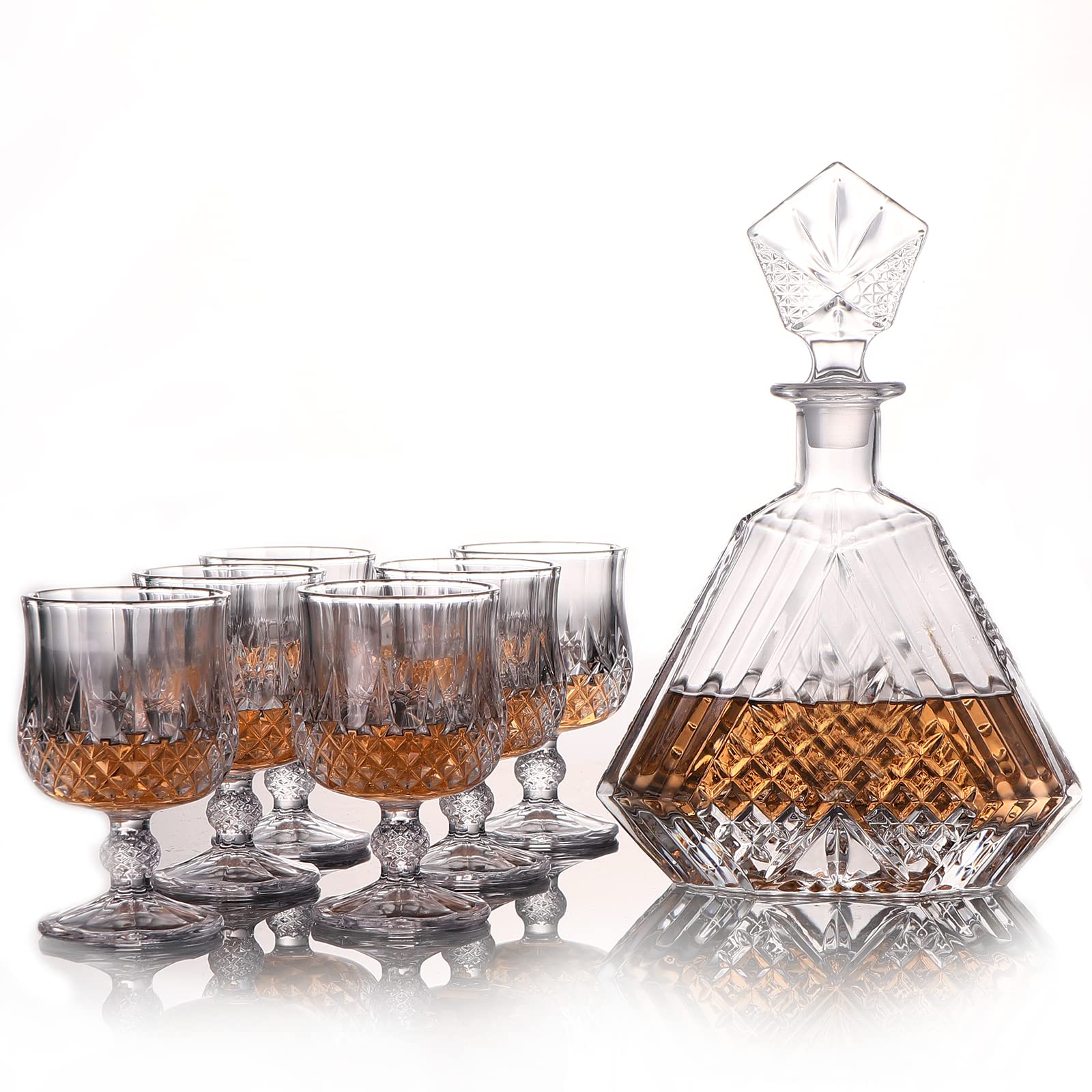 Buy Crystal Whiskey Decanter Set and 6 Glasses for Liquor , Elegant