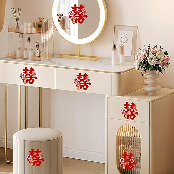 50 PCS Red Double Happiness Chinese Wedding PVC Stickers Decorations