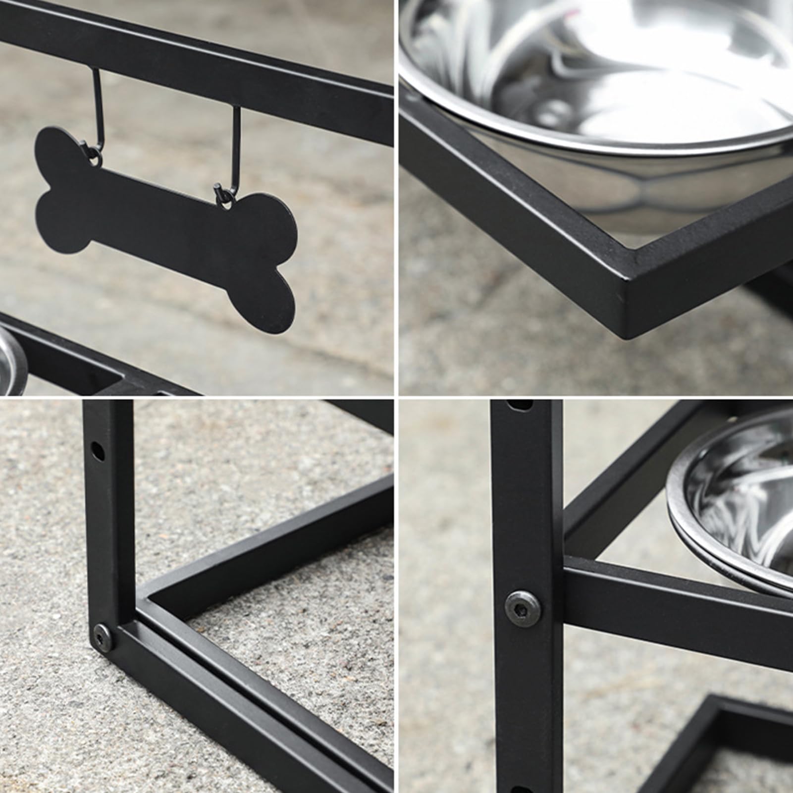 Soporte Elevado de Cuencos de Perros Elevado con Altura Ajustable | Soporte alto antideslizante para cuenco canino para Hogar Salón Cocina Apartamento Comedor Patio Garaje Exterior
