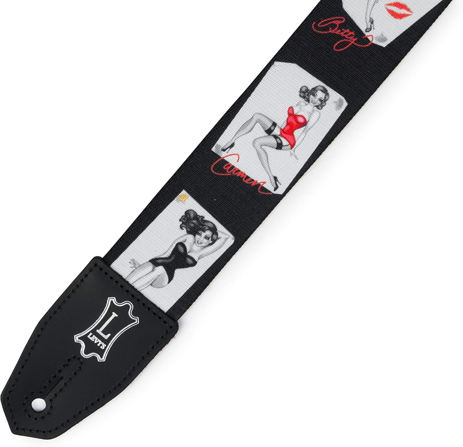 Levy's Leathers Right Height™ 2" Polyester Guitar Strap with RipChord Quick Adjustment Technology, Pin-Up Motif (MPRH-72)