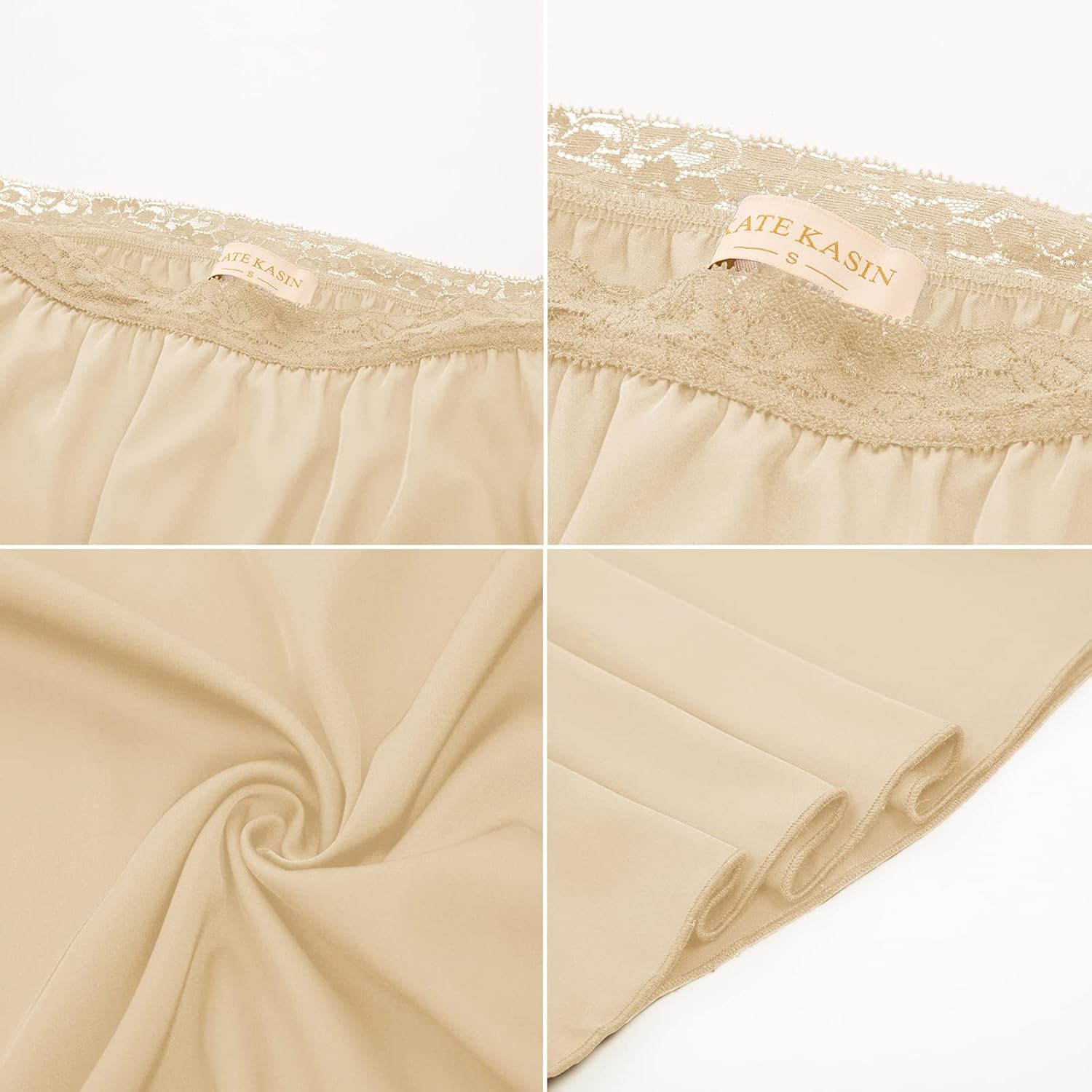 Kate Kasin Half Slips for Women Anti-Static Satin Underskirt Full Length Nude Skirt Lace Trim Short Slips for Under Dresses - Image 6