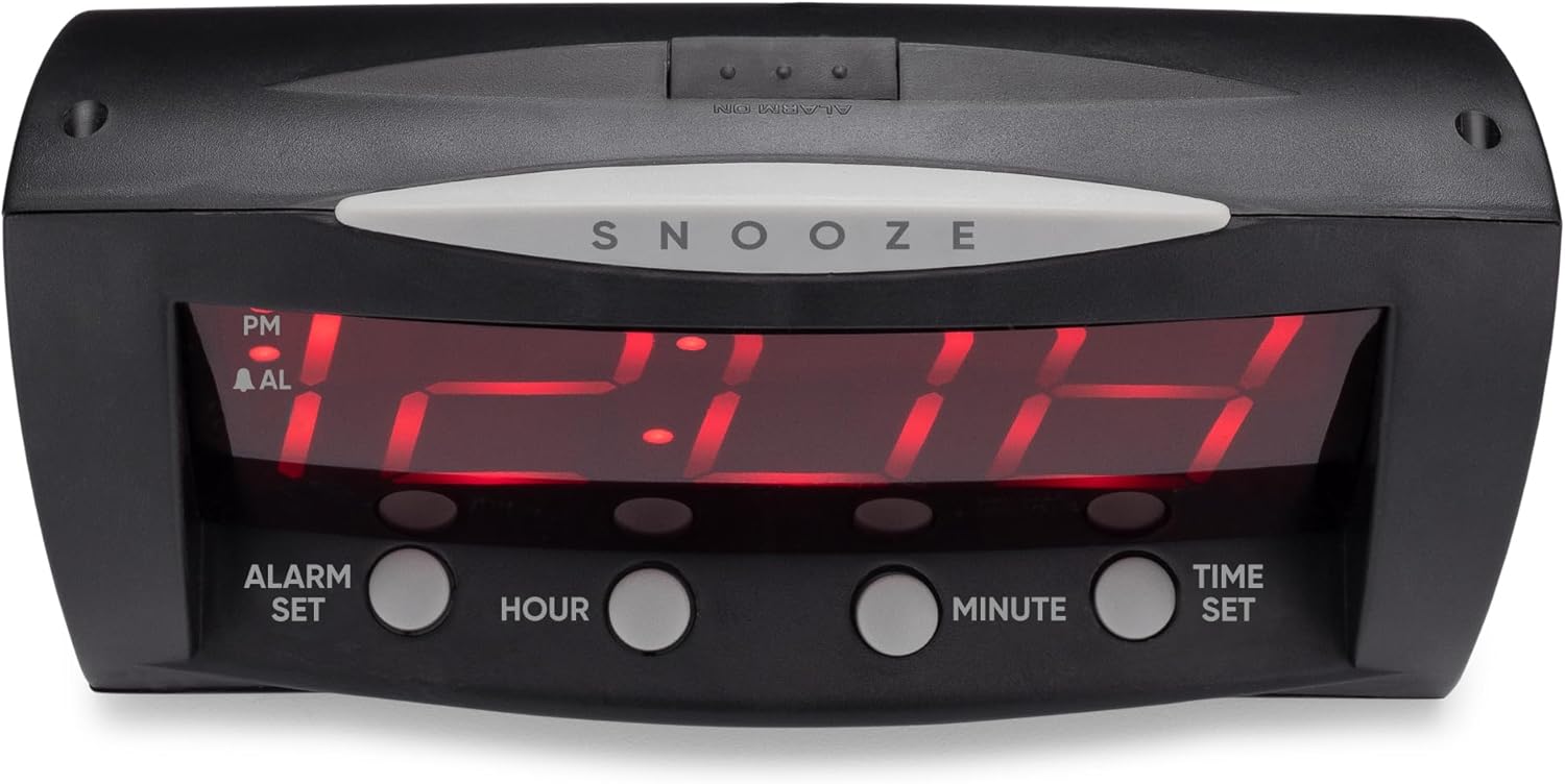 Westclox 66705 Digital Alarm Clock, frontal view showing the TIME SET, HOUR, and MINUTE buttons.