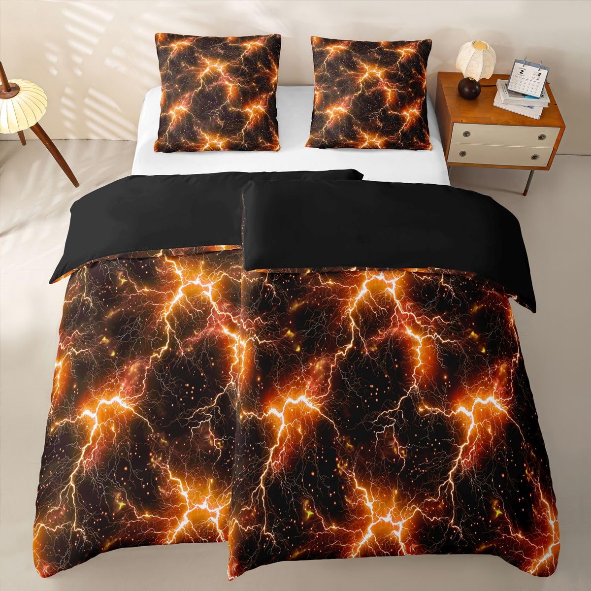 Homewish Oranger Blitz Bettwäsche Set 135x200 4teilig