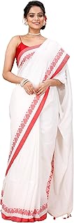 OISHANI SAREE GHOR Women's Traditional Authentic Bengal Handloom Soft Cotton Saree - Beautiful Love Border Design With Run Price In India