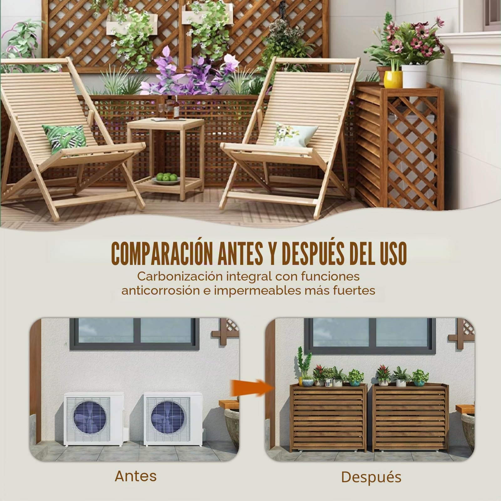 Funda para Aire Acondicionado Exterior Pantalla Aire Acondicionado para La Aislamiento Al Aire Libre para Ocultar El Acondicionador De Aire, 4 Tamaños(S)