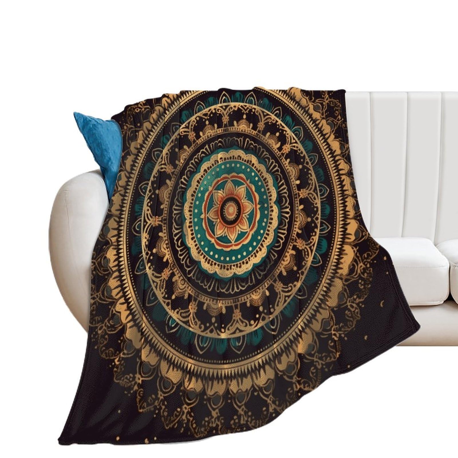 Mandala Throw Blanket for Couch Soft Cozy Flannel Bed Blanket Fuzzy Decorative Blanket Warm Lightweight Throw Blanket All-Season Home Decor Gift for Home Office Sofa 50"*60"（130 * 150cm）