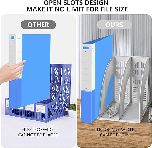 Miniatura 5 de Lemical Organizador resistente para archivos, sin limitación de ancho, estante para libros, carpeta de archivos de escritorio, divisores, caja de