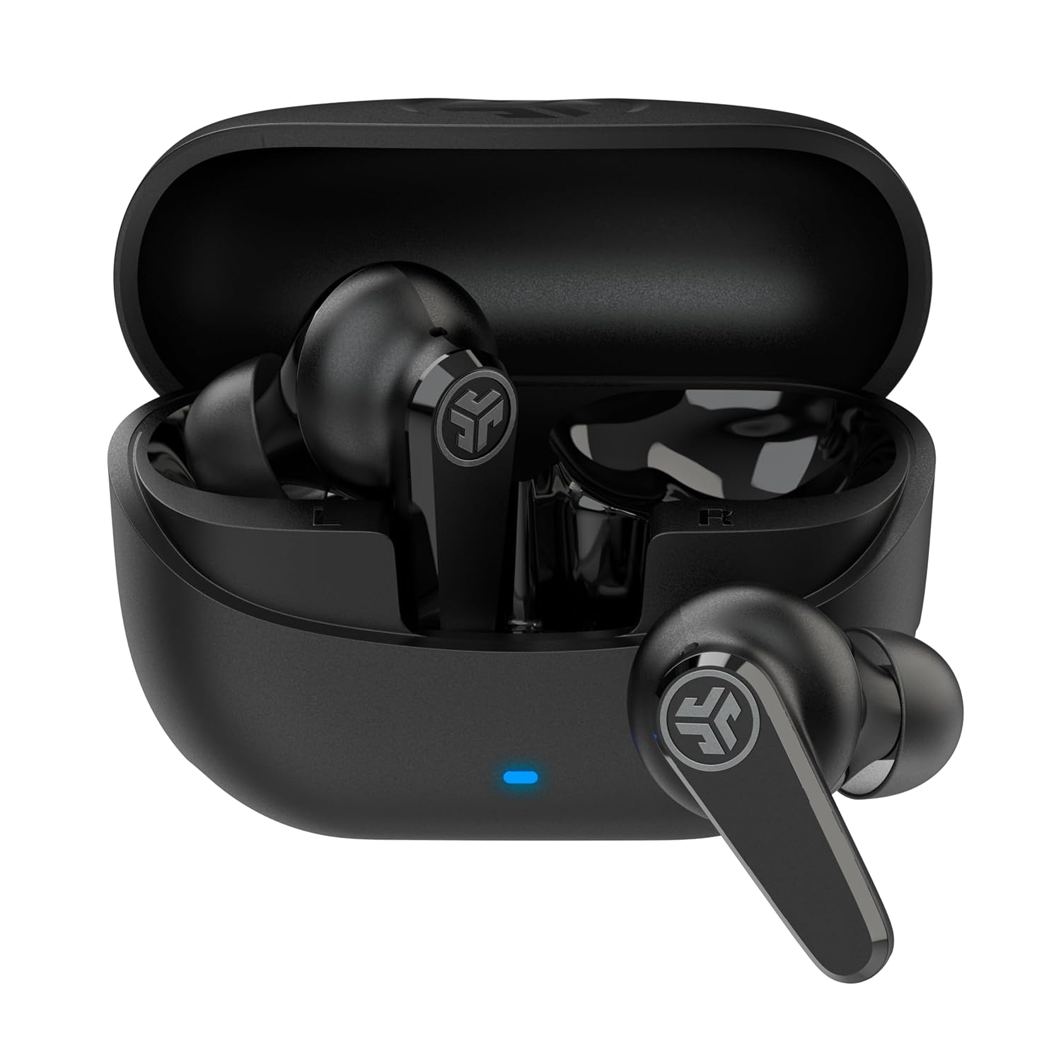 JLab Go Pods ANC Earbuds – Hybrid Active Noise Cancelling Bluetooth Earphones, 26+ Hr Playtime Wireless In Ear Buds, IP55 Sweat-Resistant, Custom Sound via App, Multipoint & Clear Calls, Black (Black)