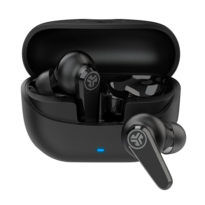 JLab Go Pods ANC Earbuds - Hybrid Active Noise Cancelling Bluetooth Earphones, 26+ Hr Playtime Wireless In Ear Buds, IP55 Sweat-Resistant, Custom Sound via App, Multipoint & Clear Calls, Black (Black)
