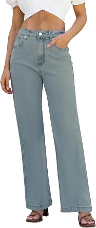 ETTELO Womens Jeans Hig Waisted Straight Leg Loose Stretchy Lightweight Tummy Control Trendy Jeans for Women 2025