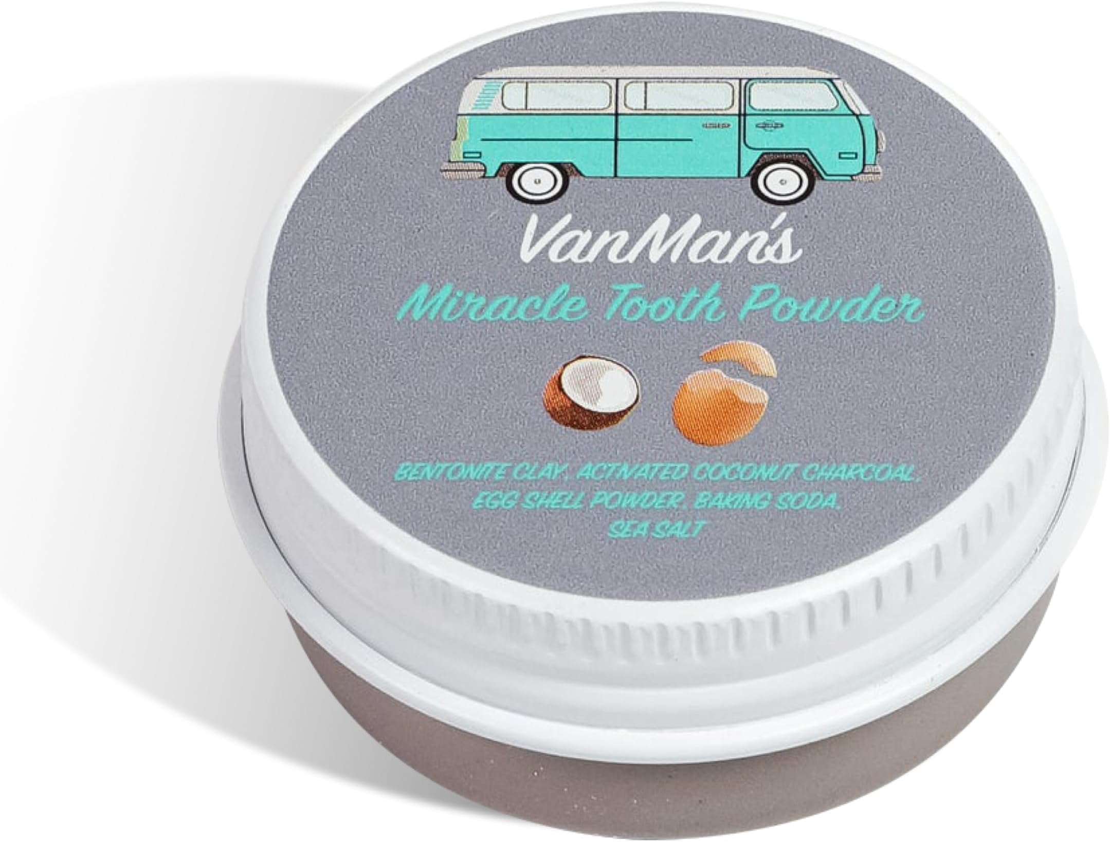Vanman's - Tiny Miracle Eggshell Tooth Powder - Fluoride-Free Whitening with Coconut Charcoal & Eggshell Powder - Remineralizing - 0.25 oz