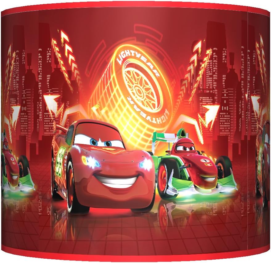 Cars NEON - LAMPSHADE - 10" Drum - Boys Bedroom LAMP Shade