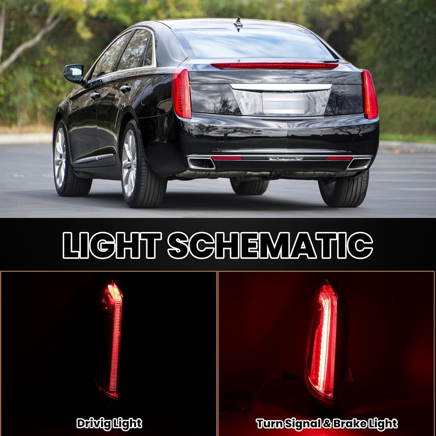 LED Tail Light Assembly for 2013-2017 Cadillac XTS Rear Brake Stop Lamp w/HID Bulb Replace 23238005 Left Driver Side