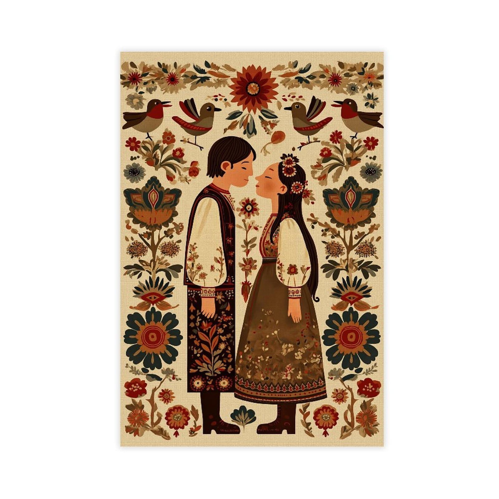 YWTJAX Scandinavian Folk Love Poster Canvas Poster for Office Decor Gift
