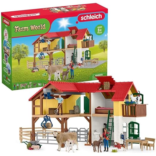 Schleich Farm World, Farm Toys for Boys and Girls Ages 3-8, 52-Piece Playset, Large Toy Barn and Farm Animals
