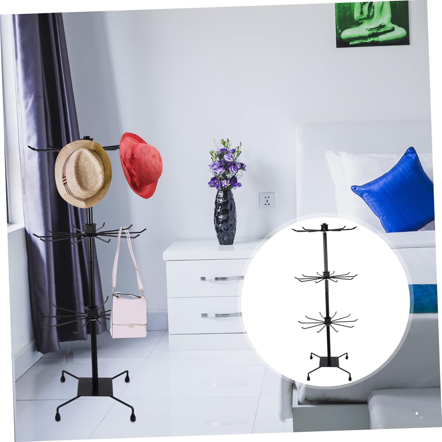 Rotating Hat Display Stand Hat Rack Organizer Retail Stores Adjustable Height Headwear Storage Rack
