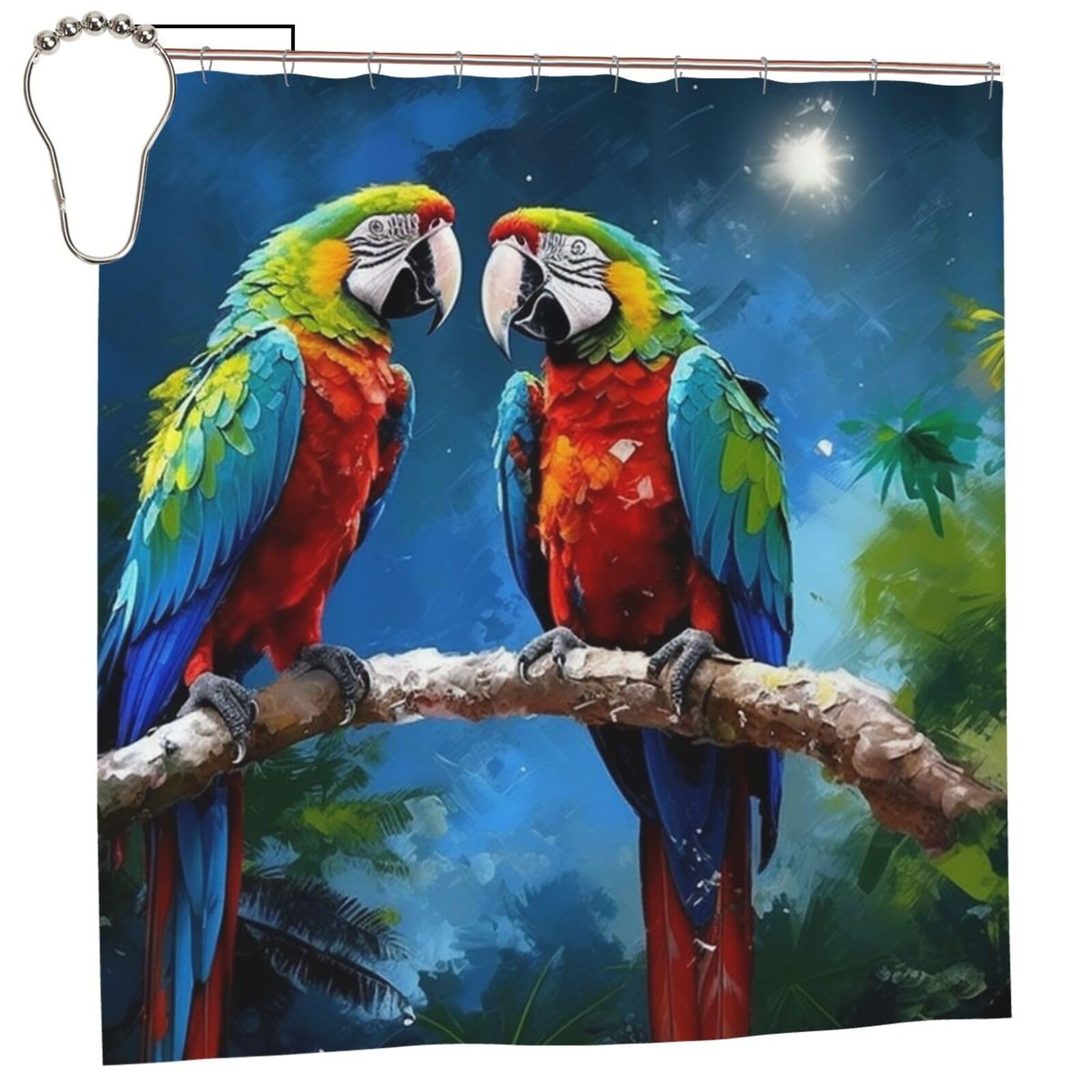 FodPand Parrots Shower Curtain 70"x70" Waterproof Long Bathroom Curtain Heavy Duty Thick Cloth Bath Curtain Set with Hooks, Modern Abstract Art Pattern Bathroom Shower Curtains