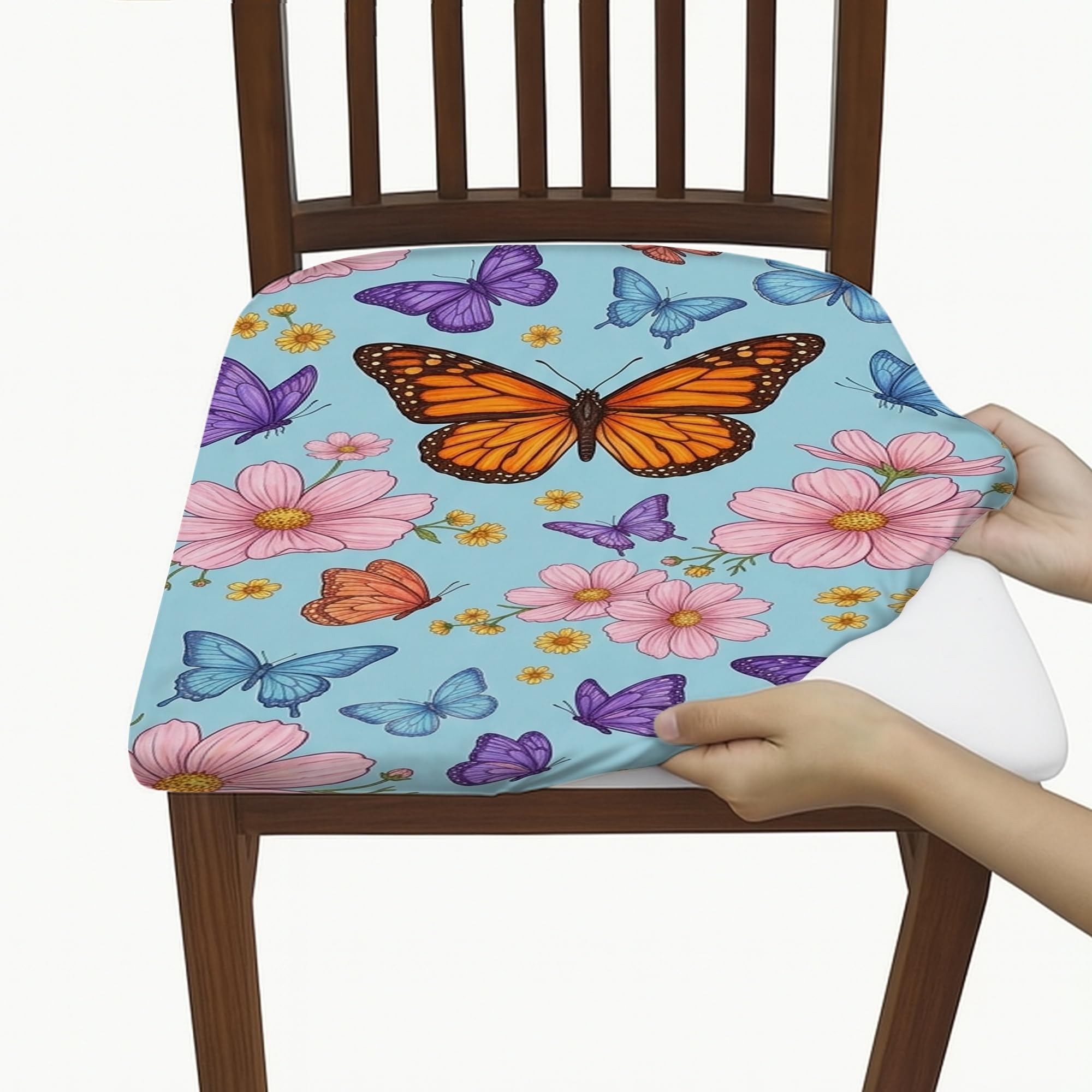 Housses de chaise lavables motif papillon pour protéger vos sièges de cuisine des taches