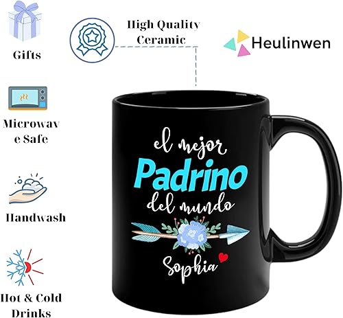 Miniatura 2 de Padrinos De Bautizo Propuesta Set 2 Tazas Café 11Oz, Quieres Ser Mis Padrinos De Bautizo, Quieres Ser Mi Madrina est 2024, Dios Padrinos Presenta
