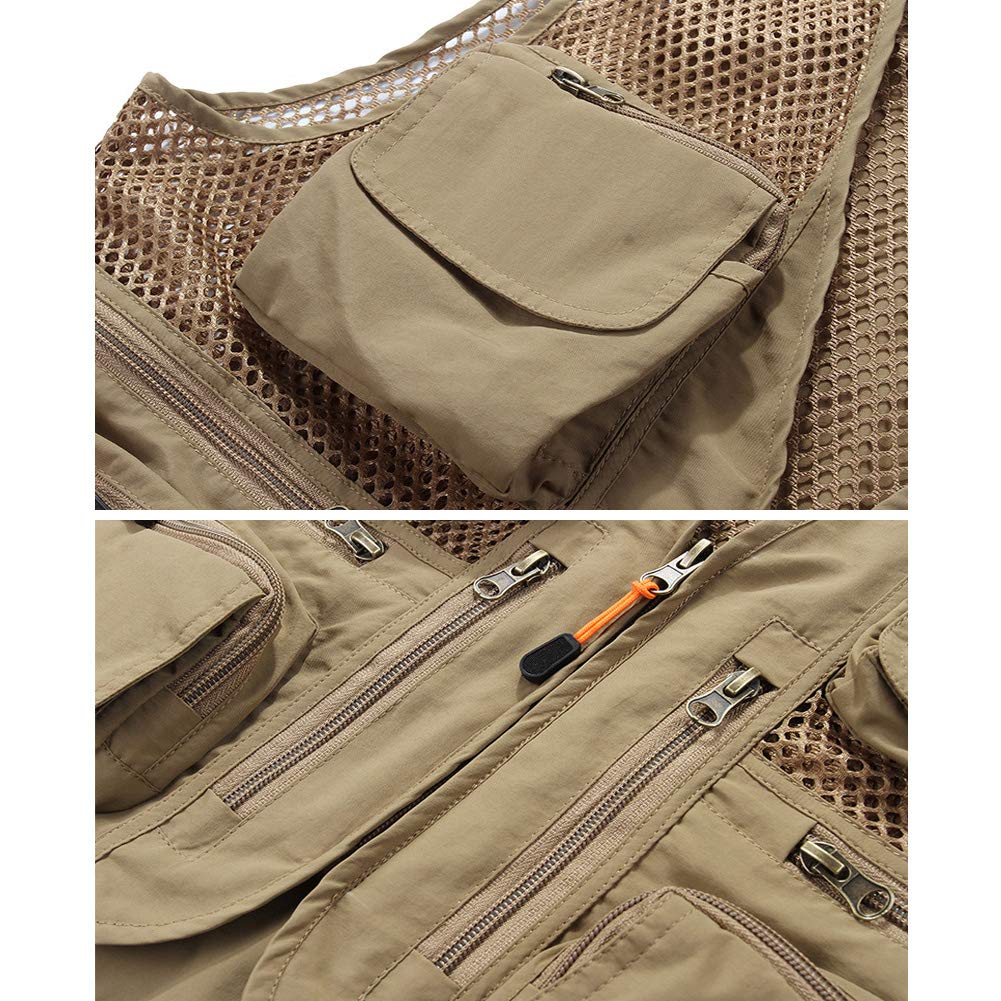 Chaleco de Malla de Pesca para Hombres Fotografía Trabajo Chaleco Multibolsillos Caza Viajes Viajes Chaleco de Safari Chaqueta de Periodista Boda del Director