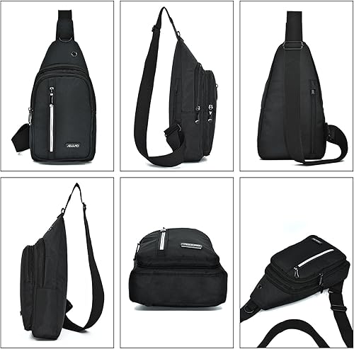 Miniatura 7 de Sling Bag for Men,Nylon Anti-Theft Pocket,Crossbody Bags Trendy,Shoulder Backpack for Work Outdoor Traveling,Black