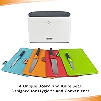Vista 2 de Juego de tabla de cortar inteligente y cuchillos, juego de tablas de cortar autolimpiantes con 4 tablas de cortar codificadas por colores, 4