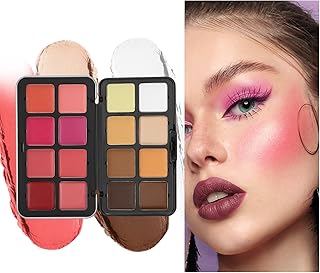 Paleta de rubor en crema, paleta de iluminado...