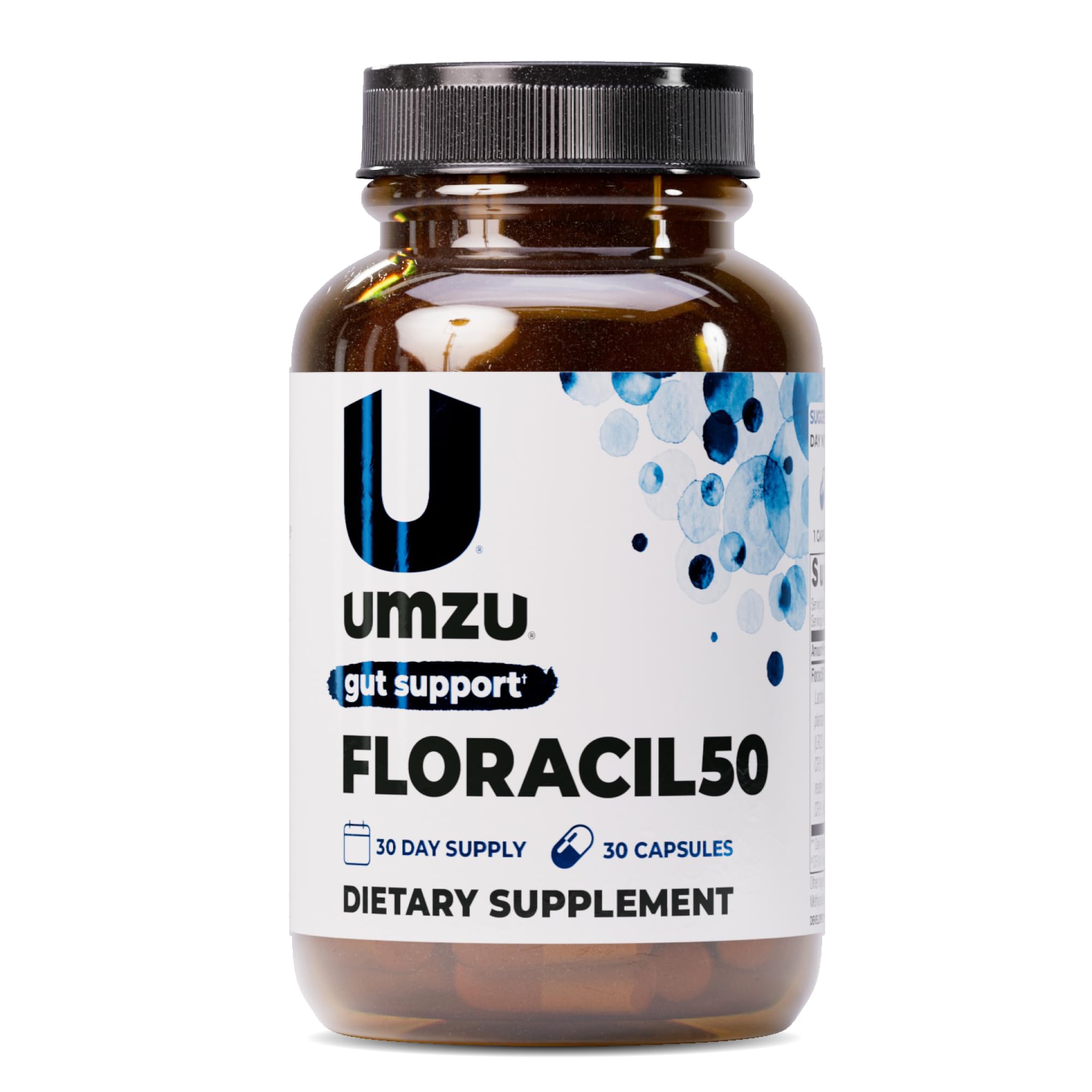 UMZU Floracil50 Prebiotics and Probiotic for Women + Men, 50 Billion CFU for Digestion, Gut Health, Acidophilus, Rhamnousus, Immunity, Energy (30 Capsules)