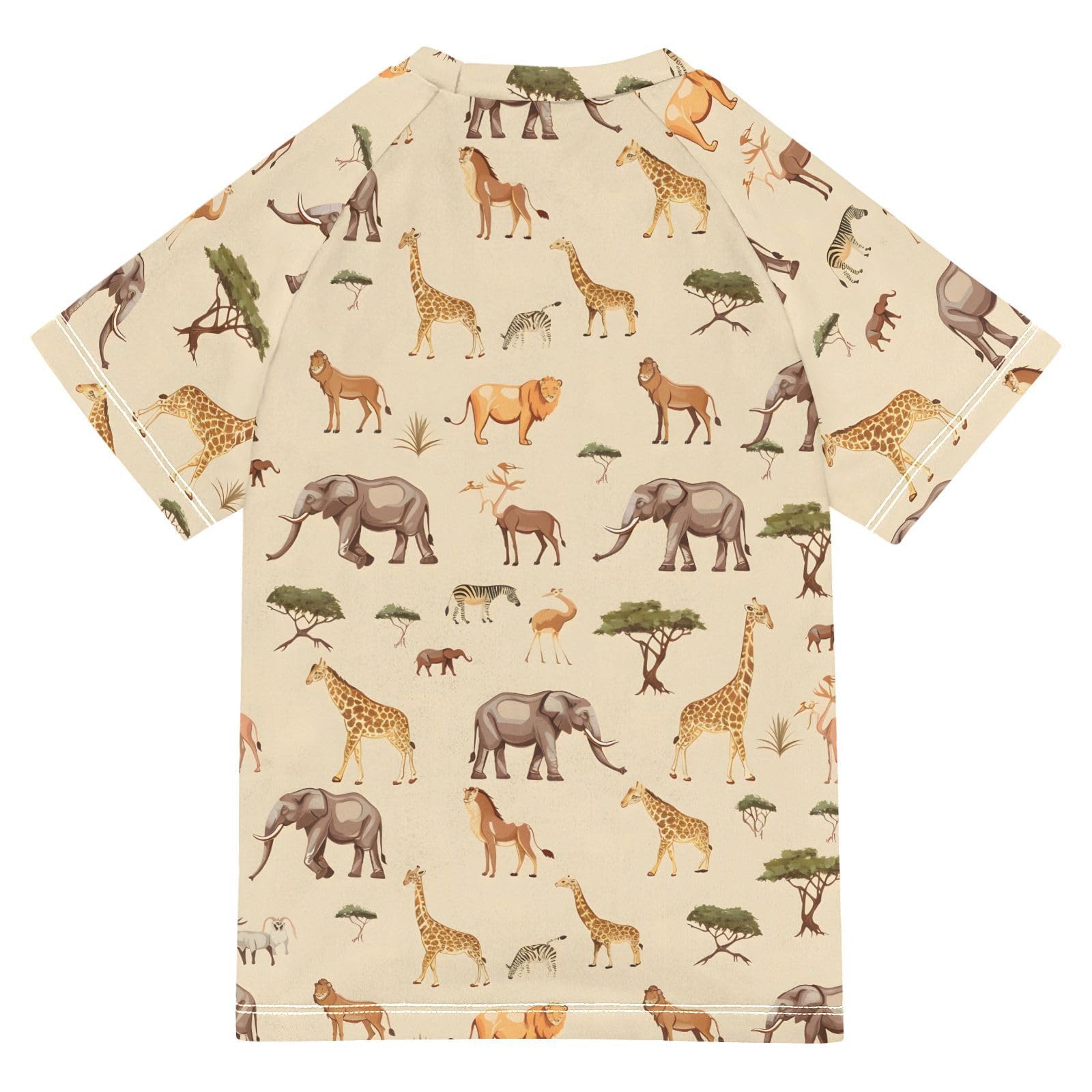 Kids Rash Guard Toddler Swim Shirt Boy Girls African Animal UPF 50+ Short Sleeve 4T
