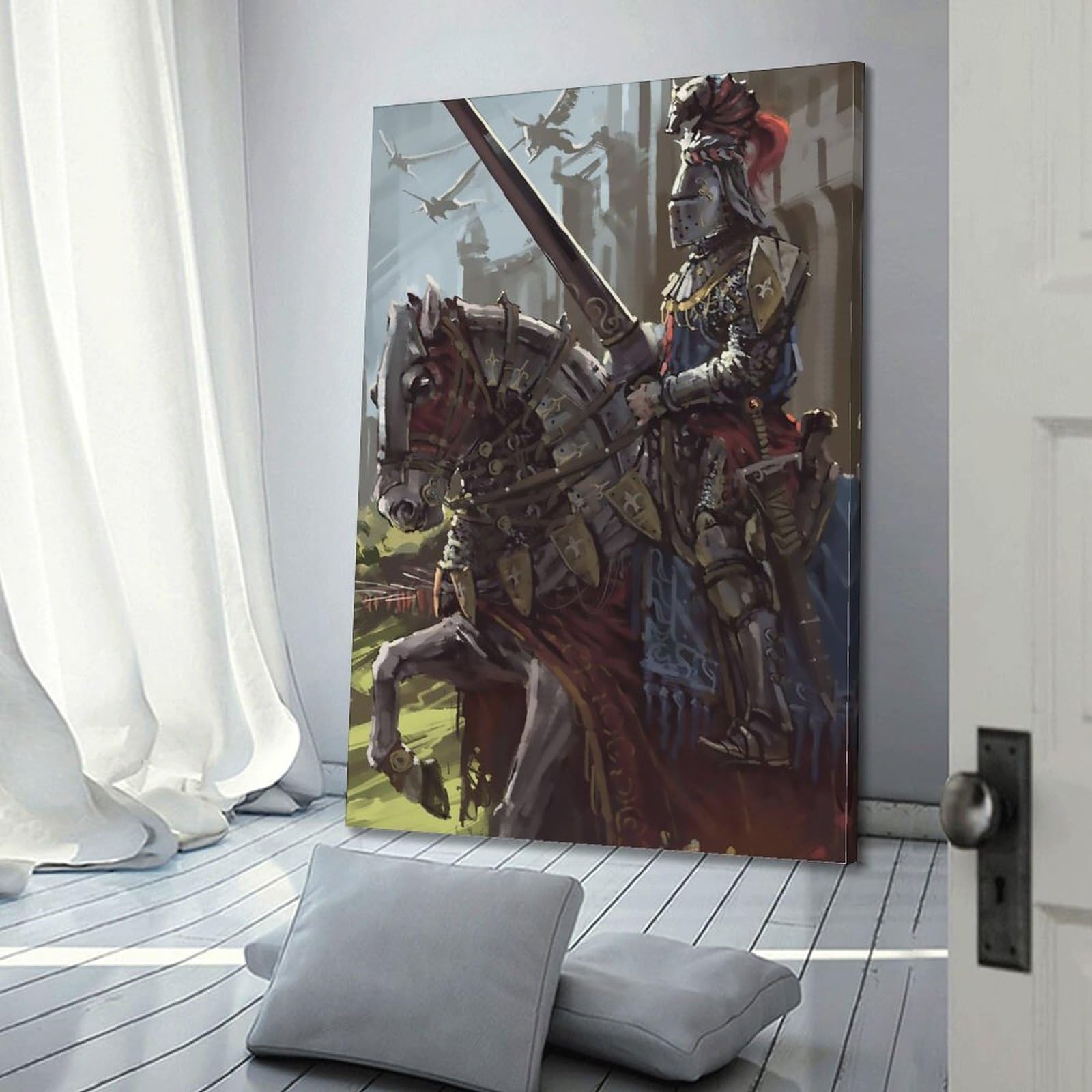 Poster Sur Toile 60x80 Cm 'Cavalieri-e-Guerrieri' - Impression Haute Qualité, Finition Givrée - Décor Mural Pour Chambre, Salon, Bureau - 14