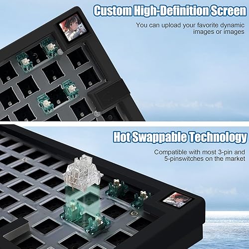 Miniatura 8 de BOYI GMK67S-65% Kit de teclado, intercambiable en caliente BT5.0/2.4G/Tipo-C, kit montado en junta de teclado mecánico inalámbrico RGB trimodo, kit