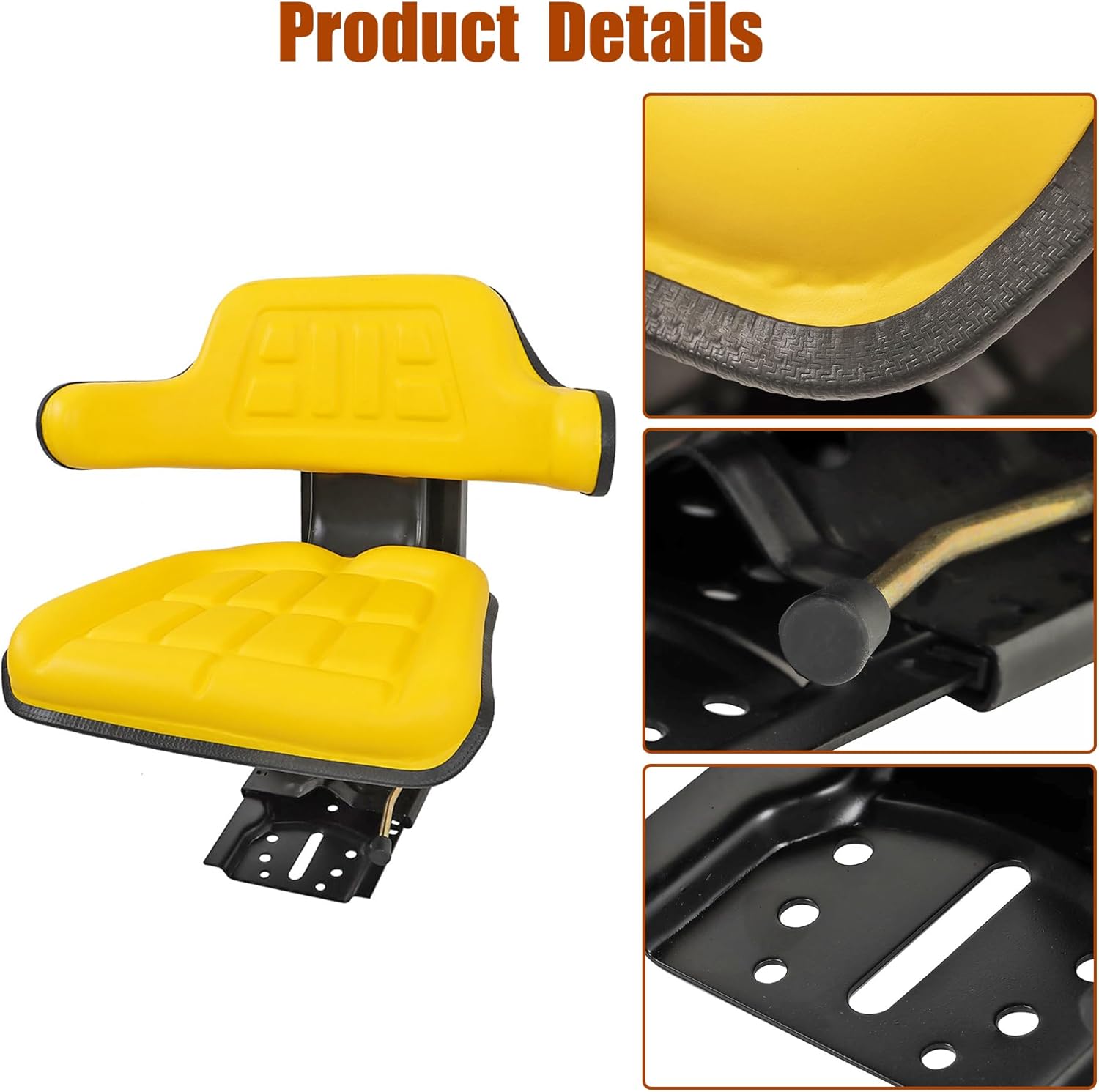 GXYWADY Yellow Universal Tractor Suspension Seat Replacement for John Deere 1020 1530 2020 2030 2040 2550 2630 2640 5200 5210 5300 5310