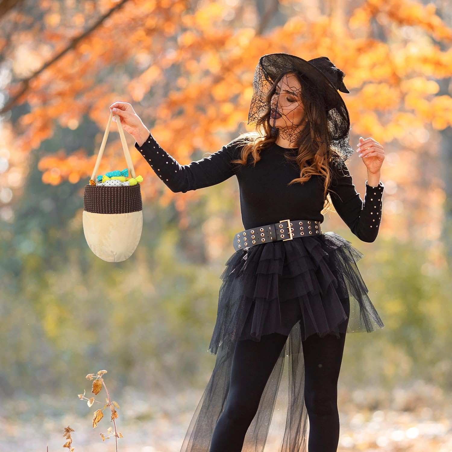 Dansydaisy Halloween Squirrel Costume Accessories Acorn Treat Bag