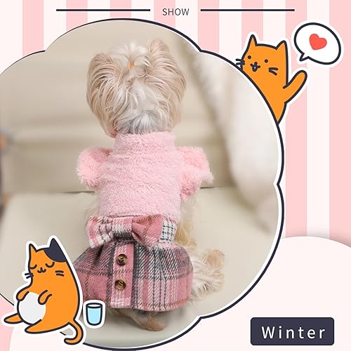 Miniatura 6 de Vestidos de perro para perros pequeños, ropa de invierno para cachorros, vestido cálido para mascotas para Chihuahua, Yorkie, clima frío, abrigo