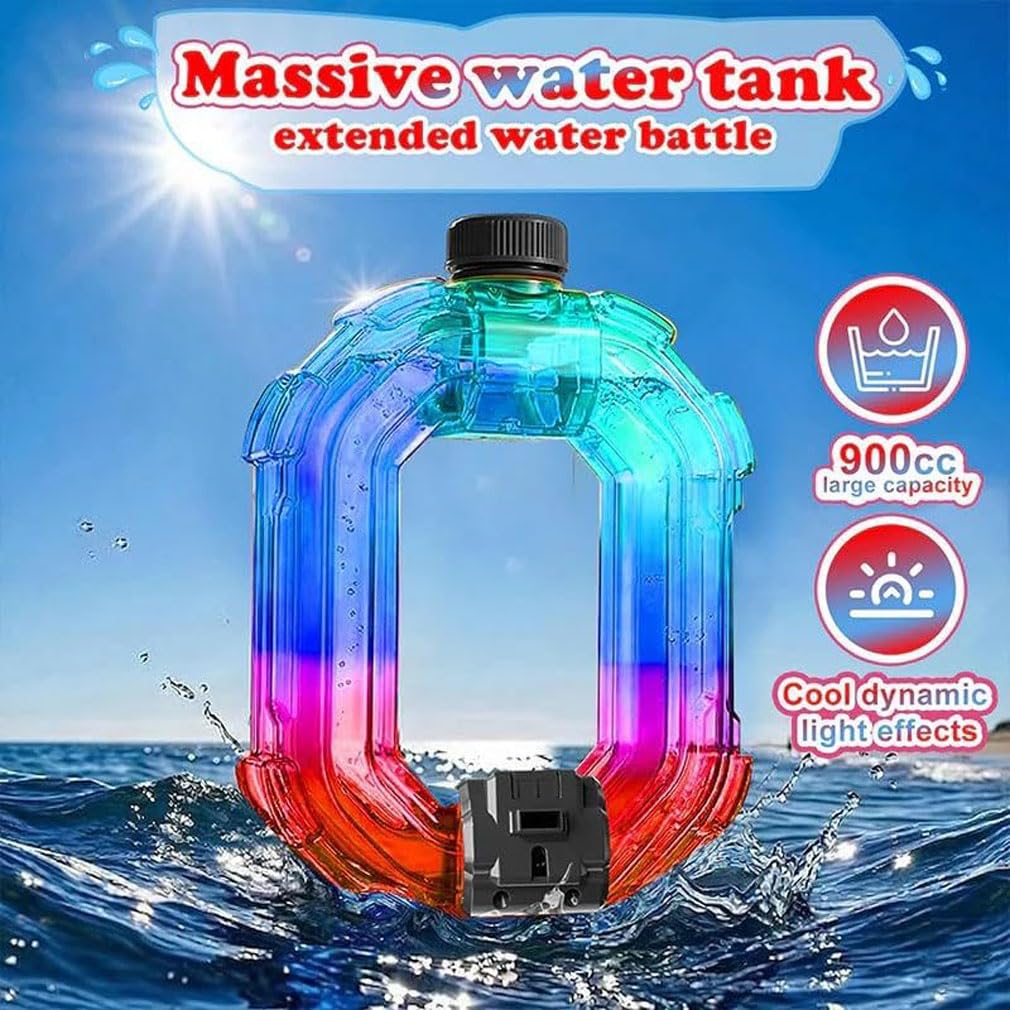 Kids Electric Water Gun with LED Lights,Elektrische Wasserpistole Kinder mit LED Licht,Stark Wasser Pistole großer Reichweite,900cc Große Kapazität,Sommer-Außen-Pool-Strand-Party Spielzeug (Schwarz)