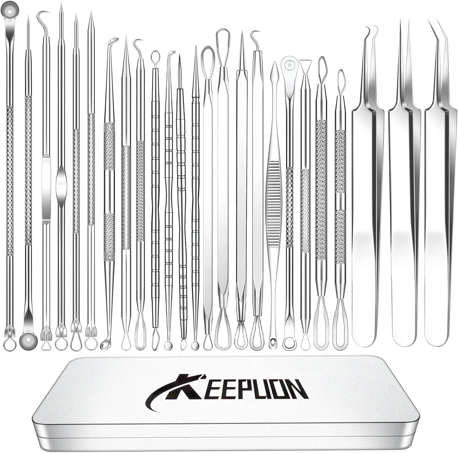 2022 Latest Blackhead Remover Pimple Popper Tool Kits, 316 Premium Stainless Pimples 25PCS Comedone Acne Extractor tool Kits, Great Assortment Skin Tools with Portable Metal Case 【USA FDA】 : Beauty & Personal Care