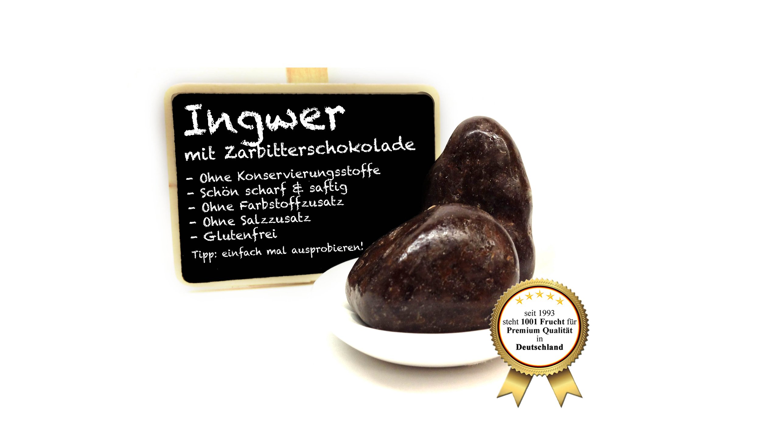 1001 Frucht Ingwer Pralinen mit Schokoüberzug 1000g I Ingwer Konfekt in Zartbitter Schokolade I Ingwer Geschenk Süsses für Naschkatzen I Ingwer schokoliert I exotische Pralinen Ingwer Schoko Snack