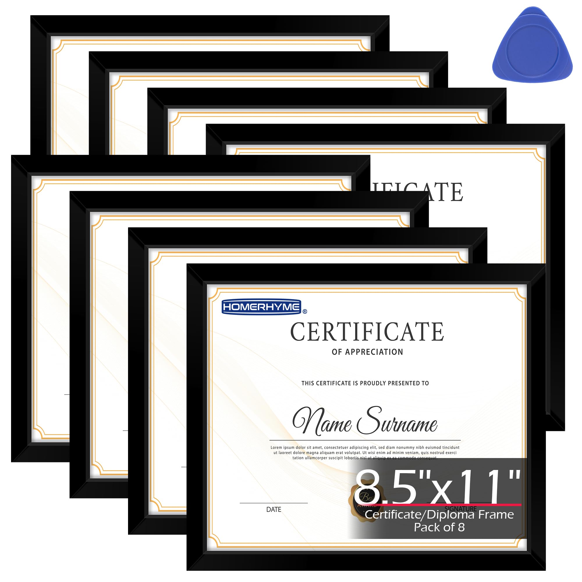 Cadre pour collage mural noir 21,6 x 27,9 cm HOMERHYME finition mate
