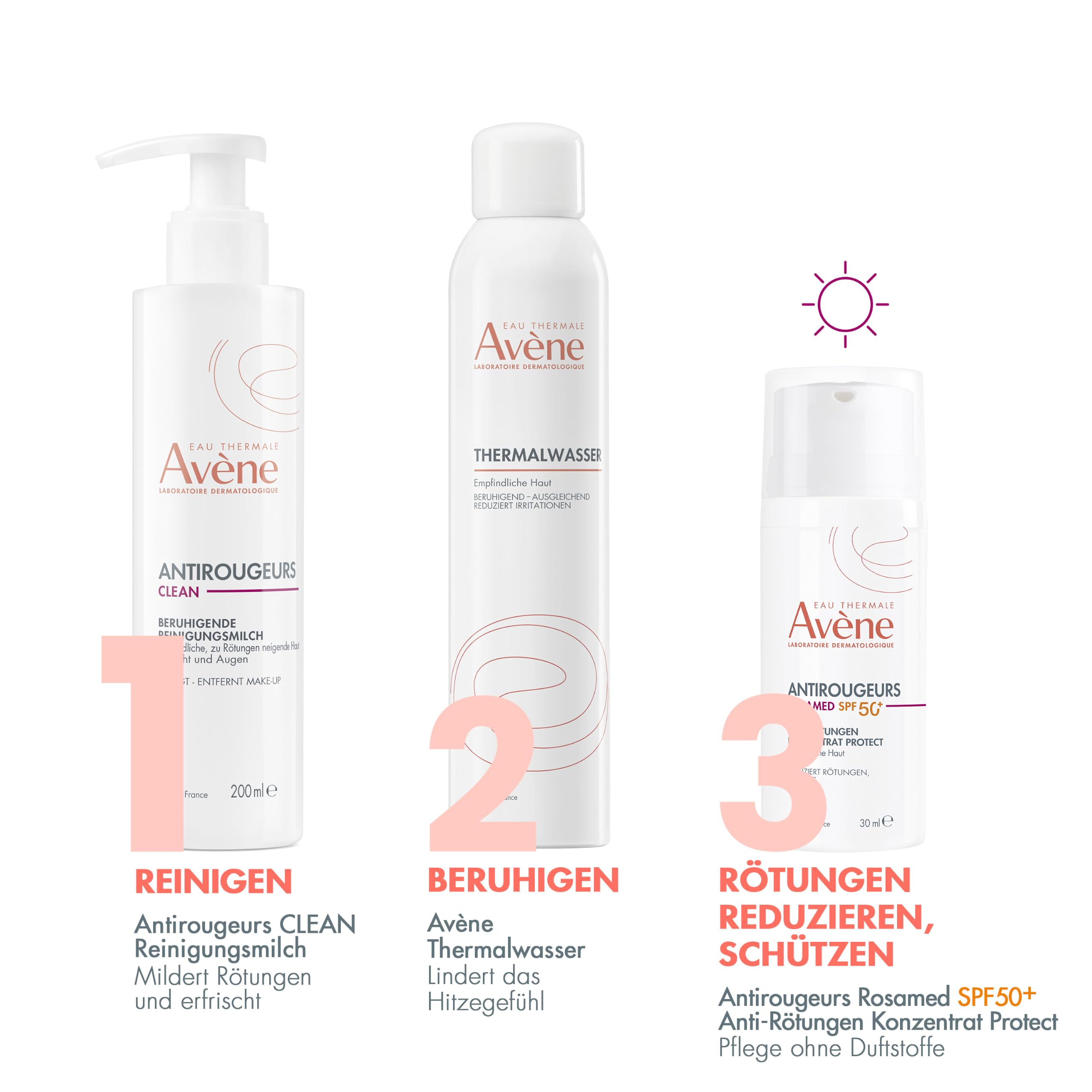 AVÈNE Rosamed Antirougeurs Konzentrat LSF 50+ - Reduziert Rötungen & Juckreiz bei Rosazea - Mit Thermalwasser, Angiopausine™ - Hydriert & Beruhigt - Für empfindliche bis überempfindliche Haut - 30 ml