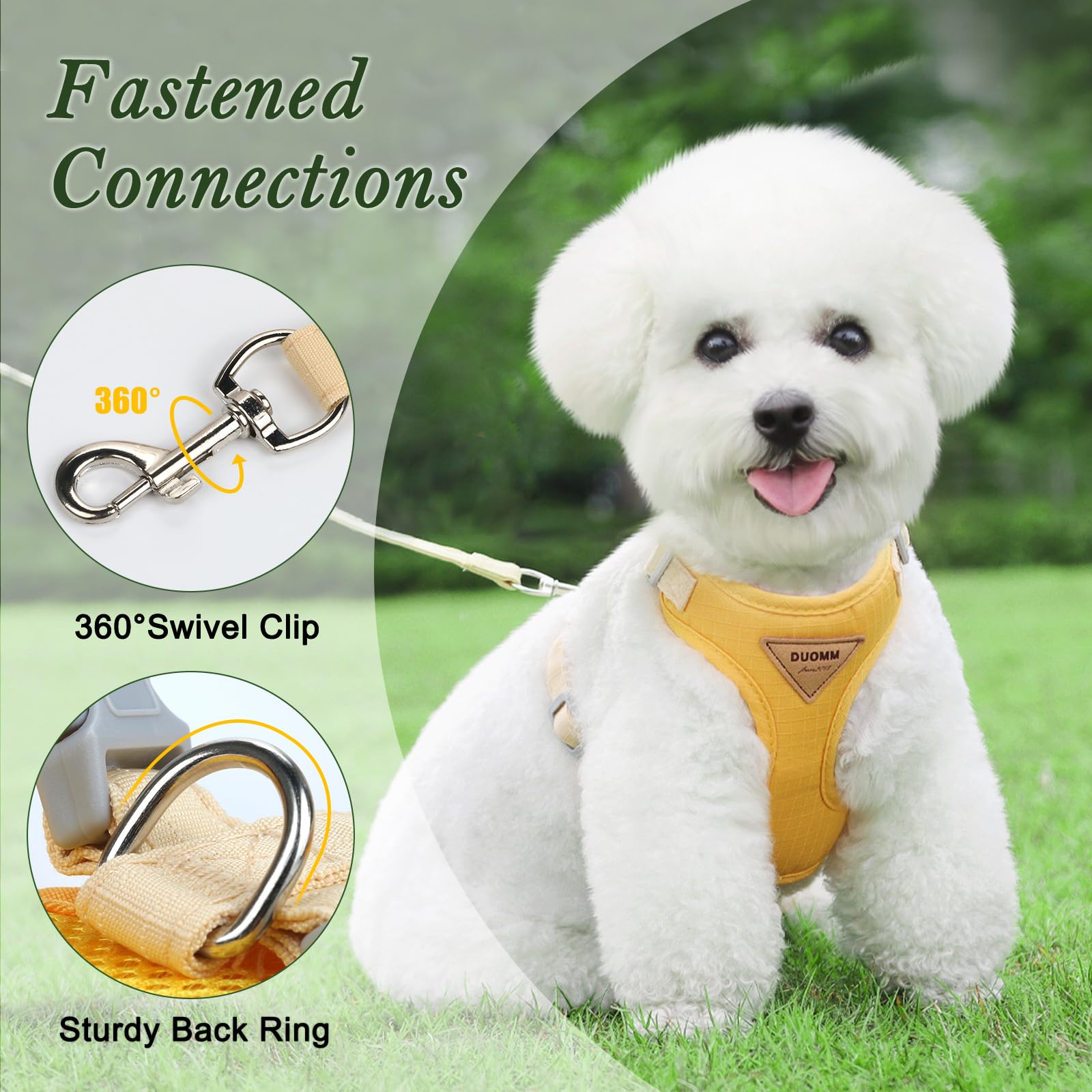 TOPBELIEF Cat Harness, Adjustable Cat Harness, Escape Proof, Cat Harness with Lead, Escape Proof, Premium Puppy Harness with Soft, for Small Animals, Adjustable Chest Harness, Yellow, XS