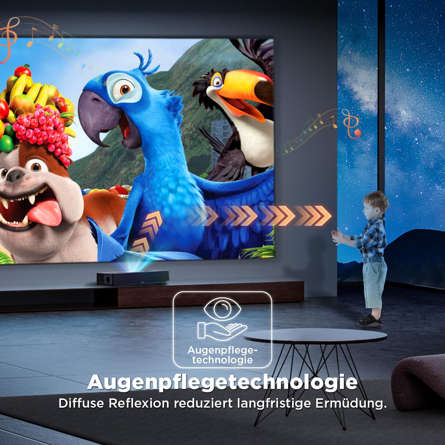 Beamer Leinwand, 100 Zoll ALR CLR, 4K Ultra HD Laser TV Bildschirm, Wandmontage, Umgebungslicht abweisend, Wandbefestigung Projector Screen für Ultrakurzdistanzprojektor Heimkino