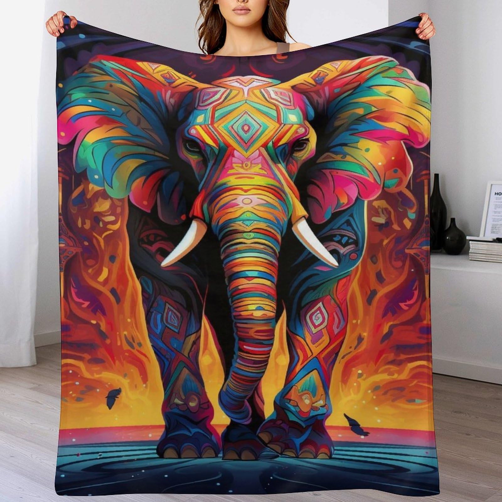 Couverture 3D Éléphant moelleuse pour des soirées cocooning chaleureuses sur le canapé